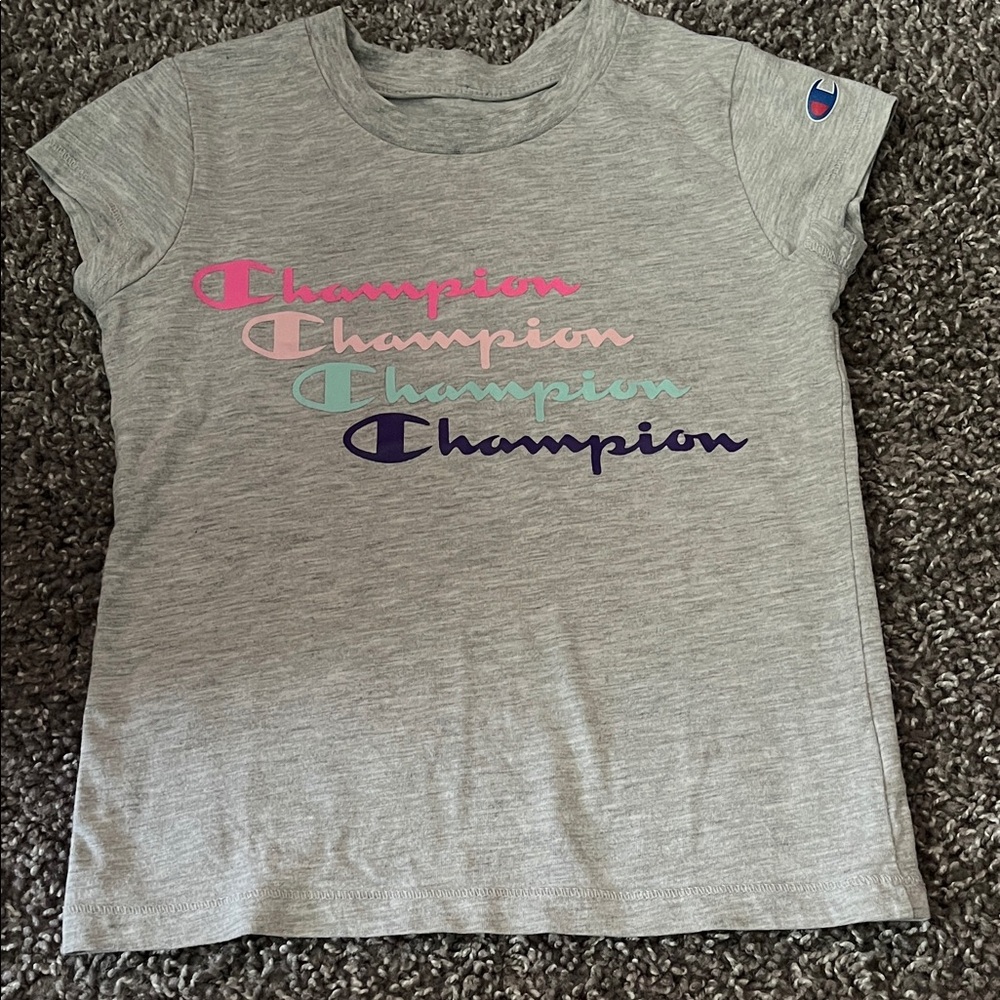 Champion Kids Gray Tee with Colorful Logo